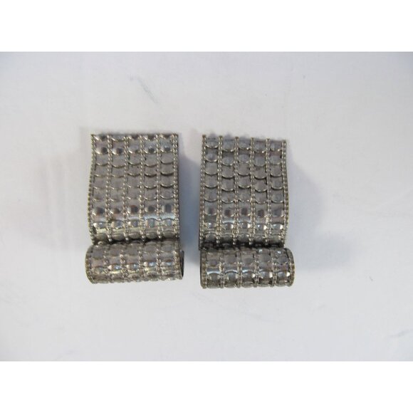 Vintage Set of Dress Clips Silver Aluminum Ripple Textured Design - Picture 9 of 11